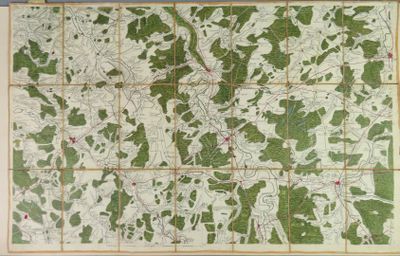 une vieille carte d'une ville sur laquelle on voit beaucoup d'arbres