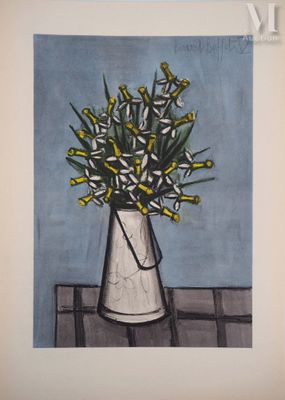 une peinture de fleurs dans un vase sur une table