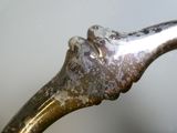 a close up of a metal object on a table