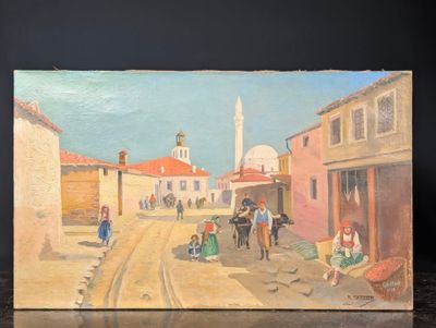 R. TARTIER, XXe. Marché de Koritza (Albanie) en 1919
