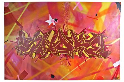 une image représentant une peinture représentant une sorte de graffiti sur un mur