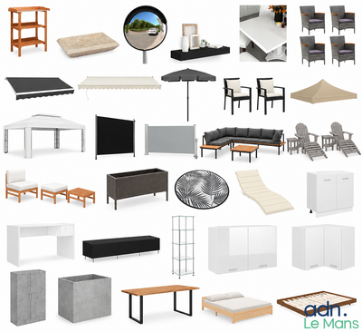 de nombreux types de mobilier d'extérieur sur ce fond blanc