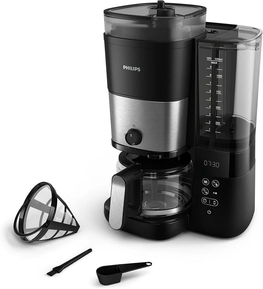Philips Cafetière Filtre Tout-en-1 - Broyeur Conique Intégré…