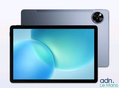 a close up of a tablet computer on a white background