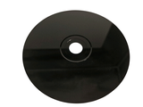 a black sink with a hole in the middle of it