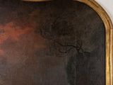 a painting of a skull on a mirror in a room