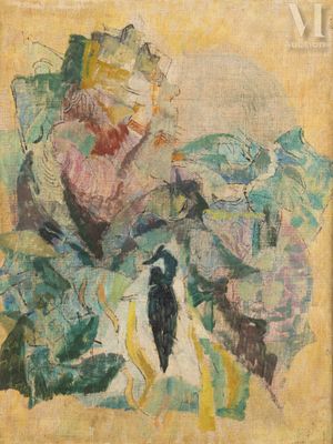une image représentant un tableau où l'on voit un oiseau perché sur une fleur