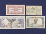 four different bank notes with a picture of a man and woman