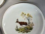 three plates with animals painted on them are sitting on a table