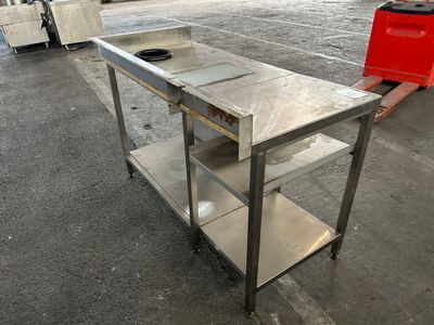 Table inox avec vide déchets, dimensions : L 148x71x101 cm, …