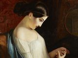 une image d'un tableau représentant une femme assise sur une chaise