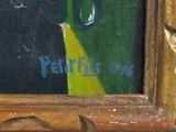 a picture of a painting of a person holding a umbrella