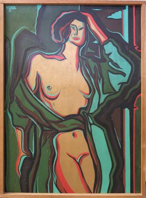 an image of a painting of a woman in a hat