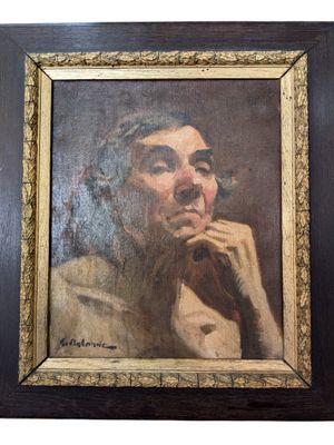 an oil painting of a man with a cigarette in his hand