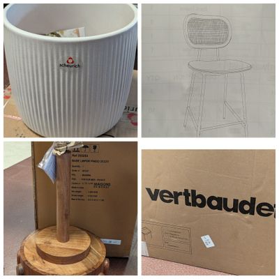 quatre photos d'une jardinière et d'un coffre de rangement