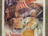 a poster for the film voyage fantastice de sinad with a man holding a sword