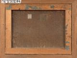 an old picture of a window with a sign on it