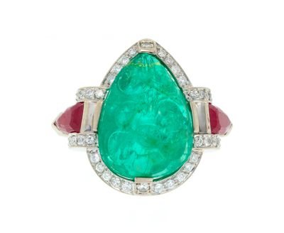 an emerald and diamond ring
