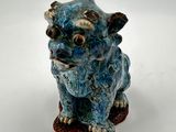 chinese blue glazed foo foo dog figurine