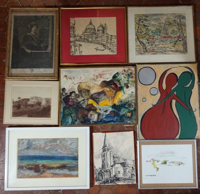 LOT de 19 pièces encadrées comprenant : - Photo 1