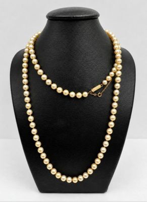 Collier de perles de culture, fermoir or 36,6 g brut