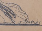 a drawing of a bird sitting on top of a piece of paper