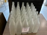 a table with a lot of empty bottles on it