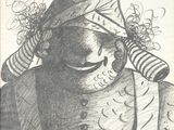 un dessin représentant un clown coiffé d'un chapeau