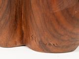 a close up view of a wooden sculpture of a horse