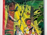 a close up of a comic book with a man holding a gun