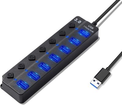 a close up of a usb cable connected to a power strip