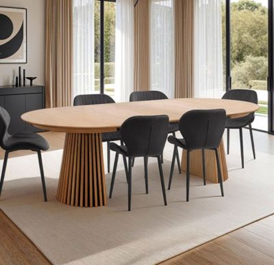 Table salle à manger ronde extensible CONSTANCE , placage ch…