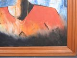 a painting of a woman wearing a red shirt