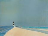 an image of a painting of a lighthouse on a beach