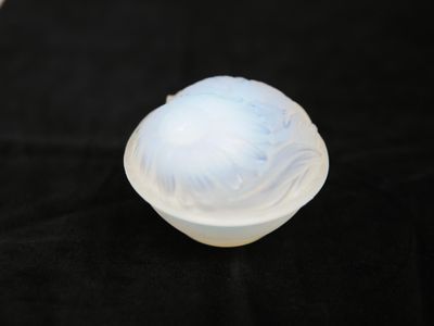 un bol en verre dont l'intérieur est recouvert d'un glaçage blanc, posé sur une surface noire