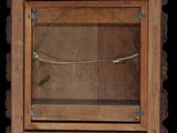 a picture of a wooden frame with a mirror in it