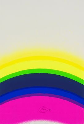 an image of a painting of a rainbow of colors on a white background