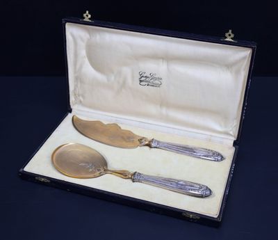 a silverware set in a box with a spoon and a knife