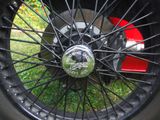 a close up view of a tire on a car