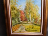 une peinture à l'huile représentant un tableau représentant un sentier dans un parc