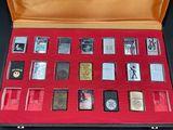 a case that has a lot of lighters in it
