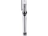 the pen is clear and has a metal tip