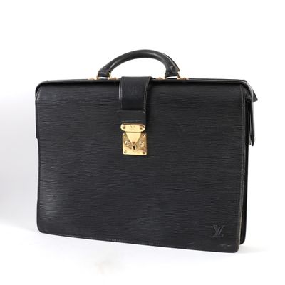 Porte-documents Louis Vuitton en cuir Epi noir avec finitions dorées