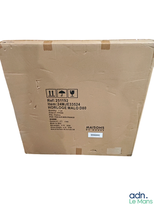 a cardboard box that has a picture of a house on it