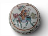 a white box with a picture of a man riding a horse