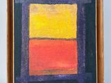 a painting of an orange, yellow, and purple square on a black background
