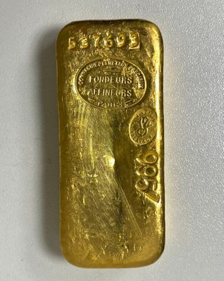 Lingot d'or numéroté 537693 de 1kg en or 995,7/1000.