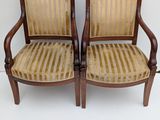 pair of antique wooden chairs with striped upholstered upholstered upholstered upholstered upholstered upholstered upholstered