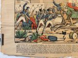 an old newspaper with a drawing of a man on a horse being attacked by a man on a horse