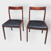 Suite de 4 chaises en bois foncé et skaï noir (photo 2)